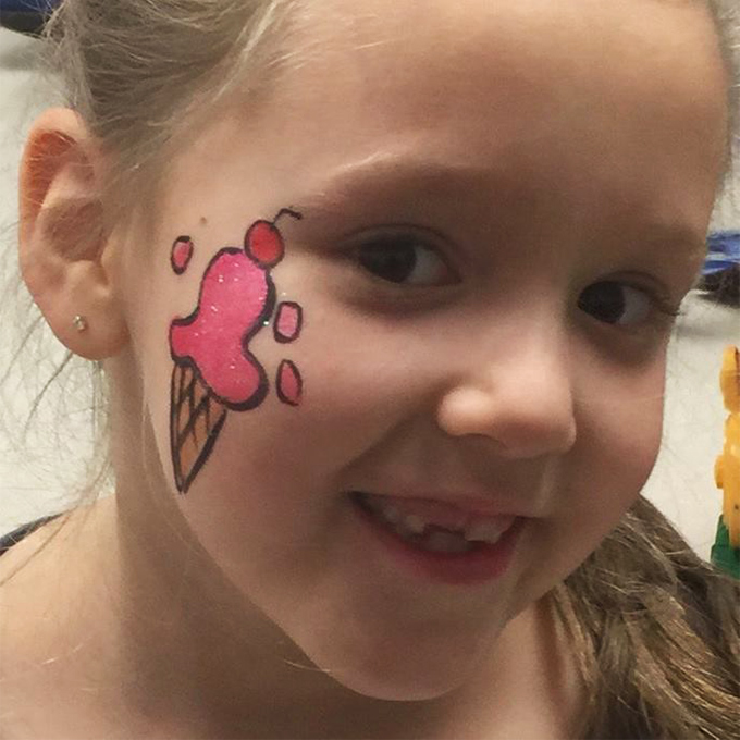 Ice cream cone painted on face